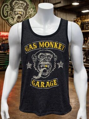 Gas Monkey Garage Dallas Texas Black Yellow Graphic Sleeveless Tank Top *Size LG